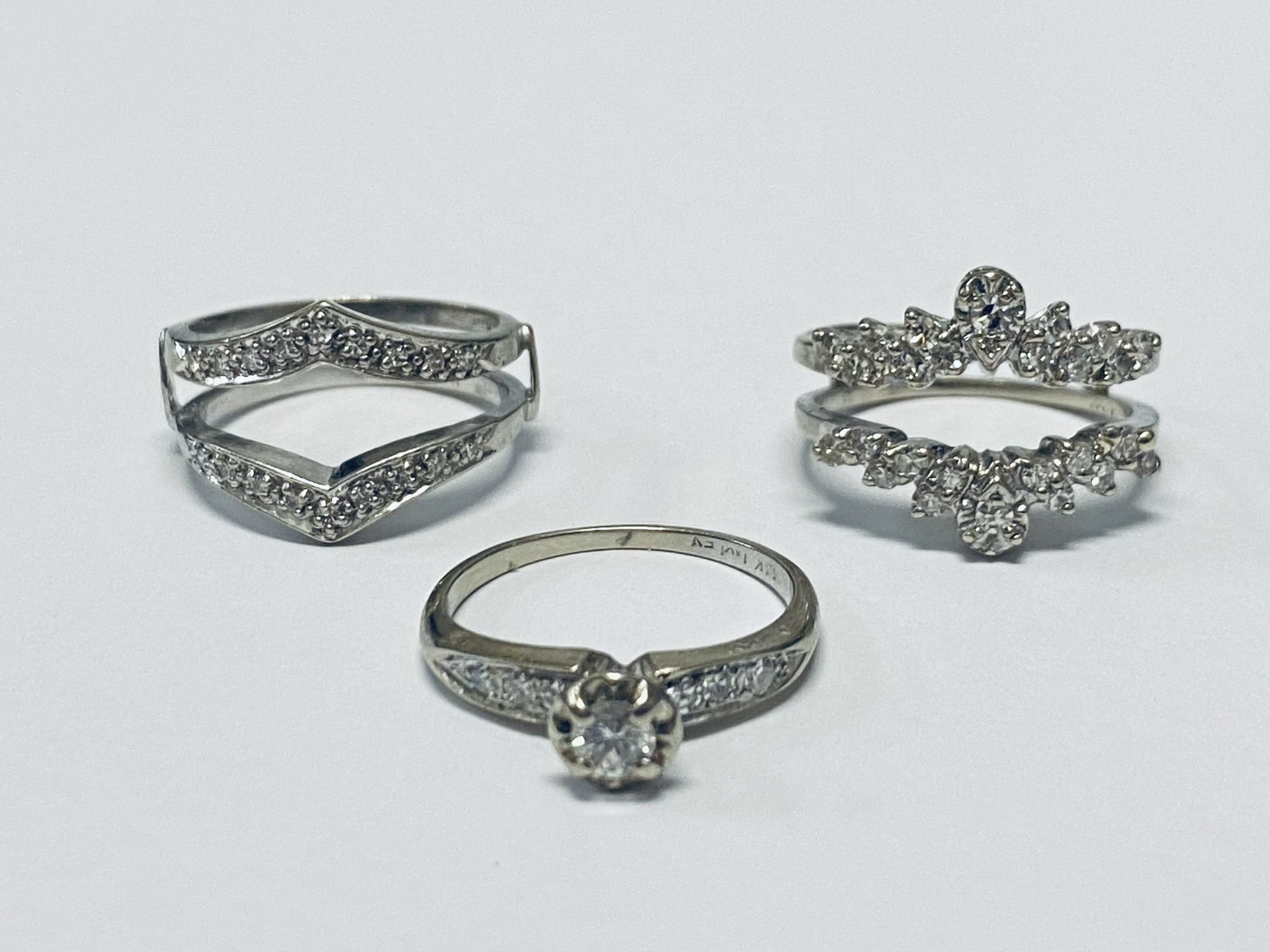 Vintage 14K White Gold Diamond Wedding Set w/ Extra Jacket