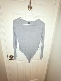 Women's Gray Long Sleeve Body Suit Shirt Size 1XL