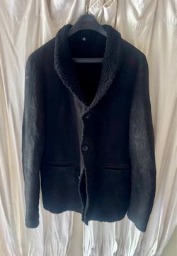 Giorgio Armani Black Suede Shearling Fur Jacket Blazer Size 42R