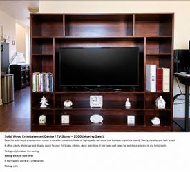 Beautiful Solid Wood Entertainment Center – $350 OBO (Moving Sale!)