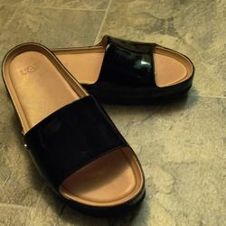 UGG Women's Jane Slide Sandals In Black Patent Leather