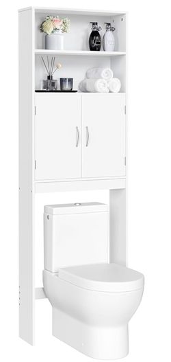 White Over-the-Toilet Bathroom Storage Cabinet
