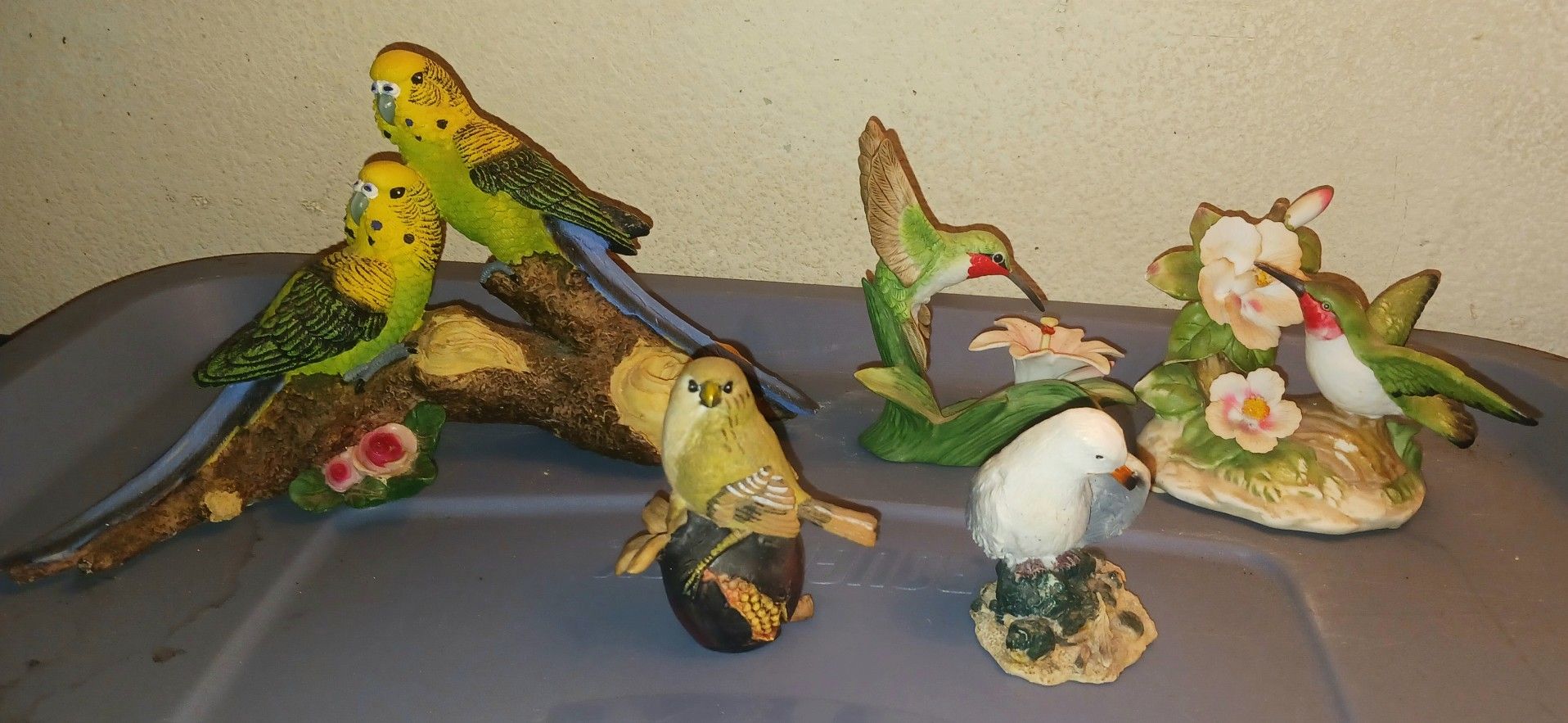 collection of Five Vintage porcelain bird figurines