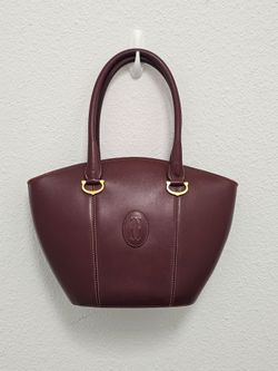 ​Authentic Vintage Must de Cartier Bordeaux Leather Handbag