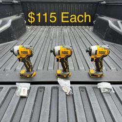 DEWALT ATOMIC 20V MAX Cordless Brushless Compact 1/4 in. Impact Driver (Tool Only) **3 Available, $115 Each**