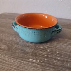 De Silva Glazed Terracotta Two Handled Soup Bowl Made In Italy