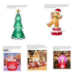 Christmas Tree Gingerbread Train Snow Globe Inflatables