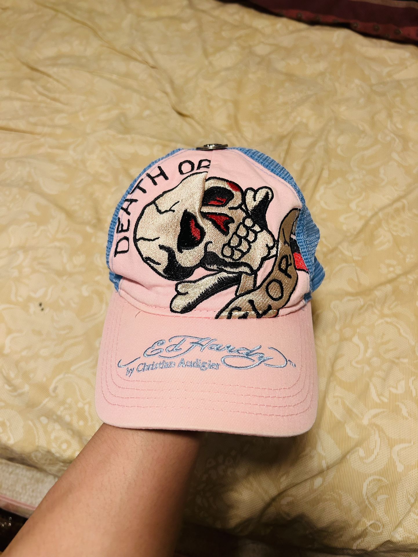Authentic Ed Hardy by Christian Audigier Trucker Hat Pink DEATH OR GLORY