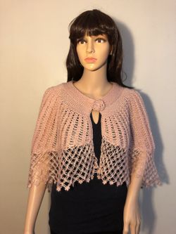 Pink Shawl with Flower Button