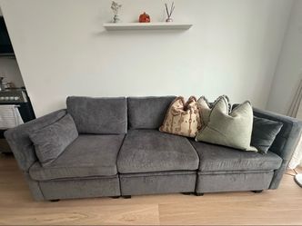 Sectional Loveseat with Storage & Ottoman
