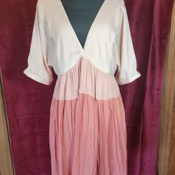 NWT Women's Mustard Seed Dress Coral Pink Size S Deep V-Neck Tie Back Summer