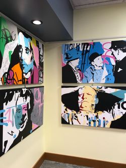 Various hand painted canvas
