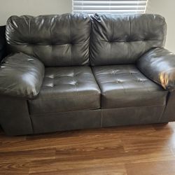 Leather Sofa  With Cushions 