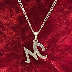 925 NEW SILVER Necklace With  M  Pendant 