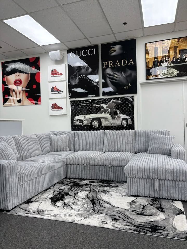Large, Versatile Soft Jumbo Corduroy Sleeper Sectional Sofa
