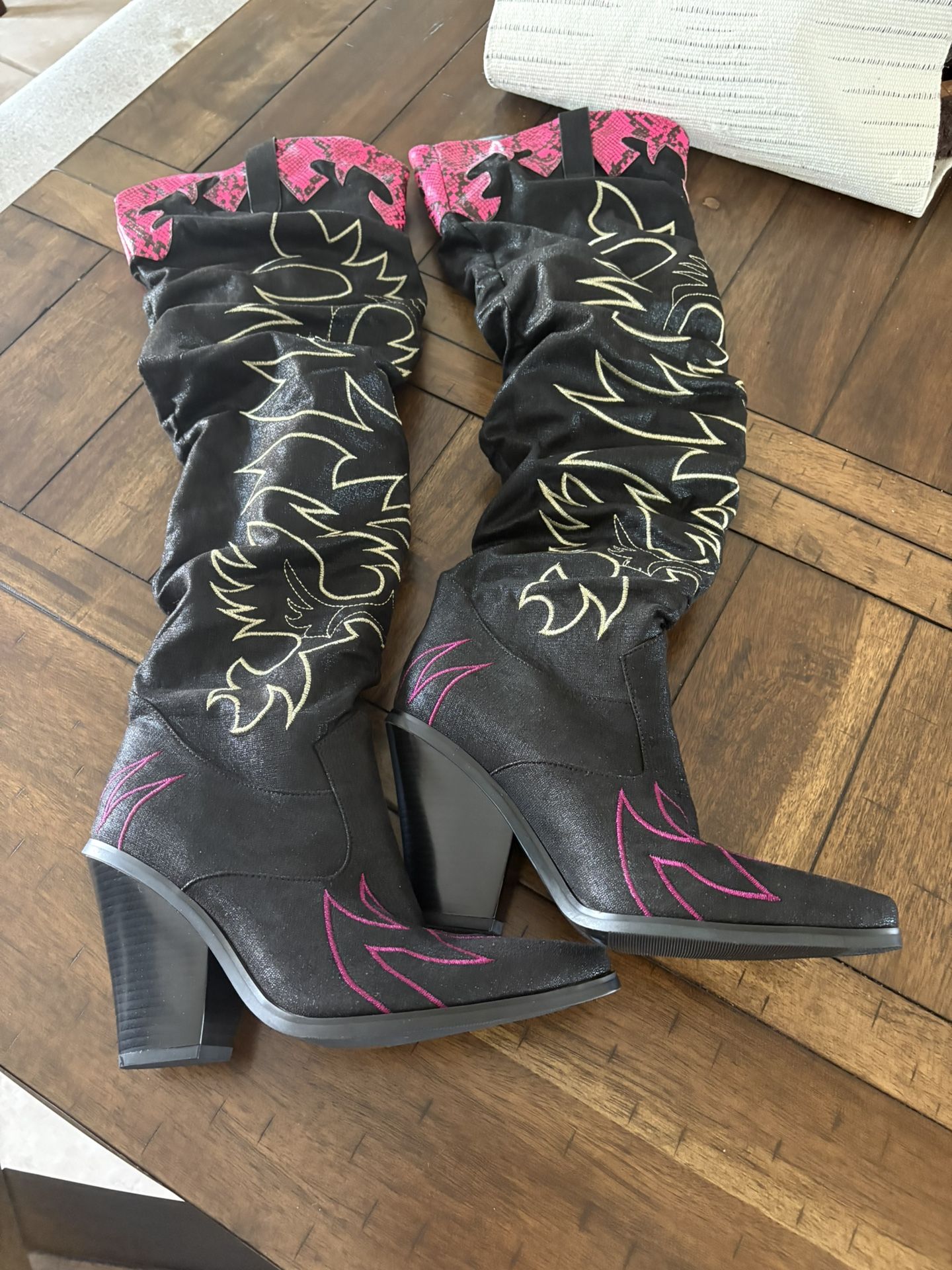 Multi Color Over The Knee Cowboy Boots