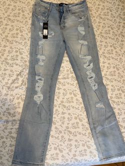 Light Wash Distressed Flare Jeans with Tags
