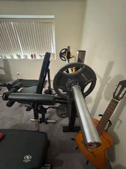 Powertec Olympic weight set w/255 lbs in plates