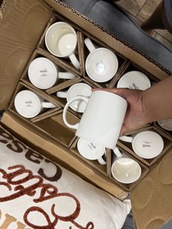 GBhome White Ceramic Coffee Mugs Set