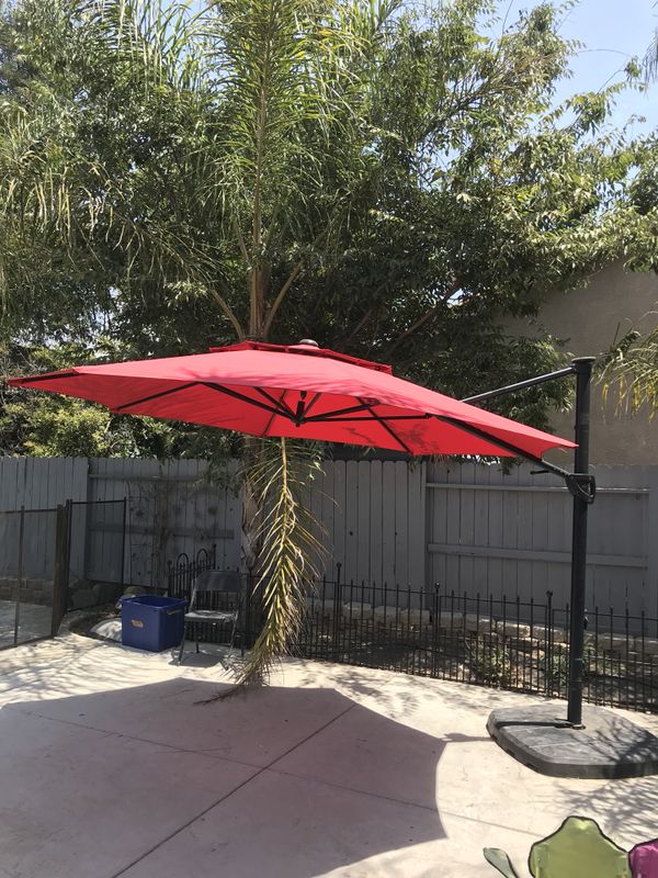Simply Shade Cantilever Umbrella Red Offset Pre Lit 11 Ft Patio Simply Shade Cantilever Umbrella Red Offset Pre Lit 11 Ft Patio With Base For In Newman Ca Offerup