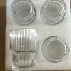 8pcs Of Ribbed Wine Glasses, Vintage Glass Glasses, Ripple Vintage Roostertails, Iced Coffee, Soda W