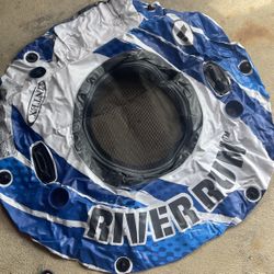 Over Sized River Tube With Headrest And Cup Holders
