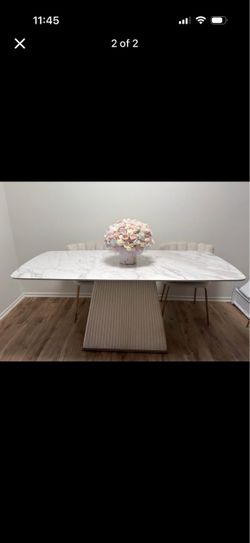 White Marble Top Dining Table