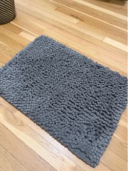 plush small grey bath mat