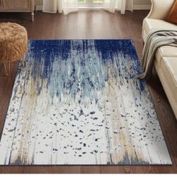 Abstract Blue 5x7 Area Rug- Smoke And Pet Free Home