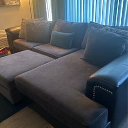 Dark Gray Sectional With Ottoman 