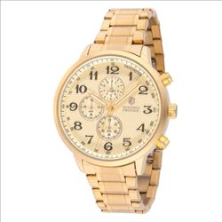 Montres Prestige X Invicta MPW-0318 43.5mm Gold Chronograph Look Quartz New