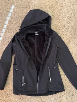 Black Hooded Jacket with Sherpa Lining