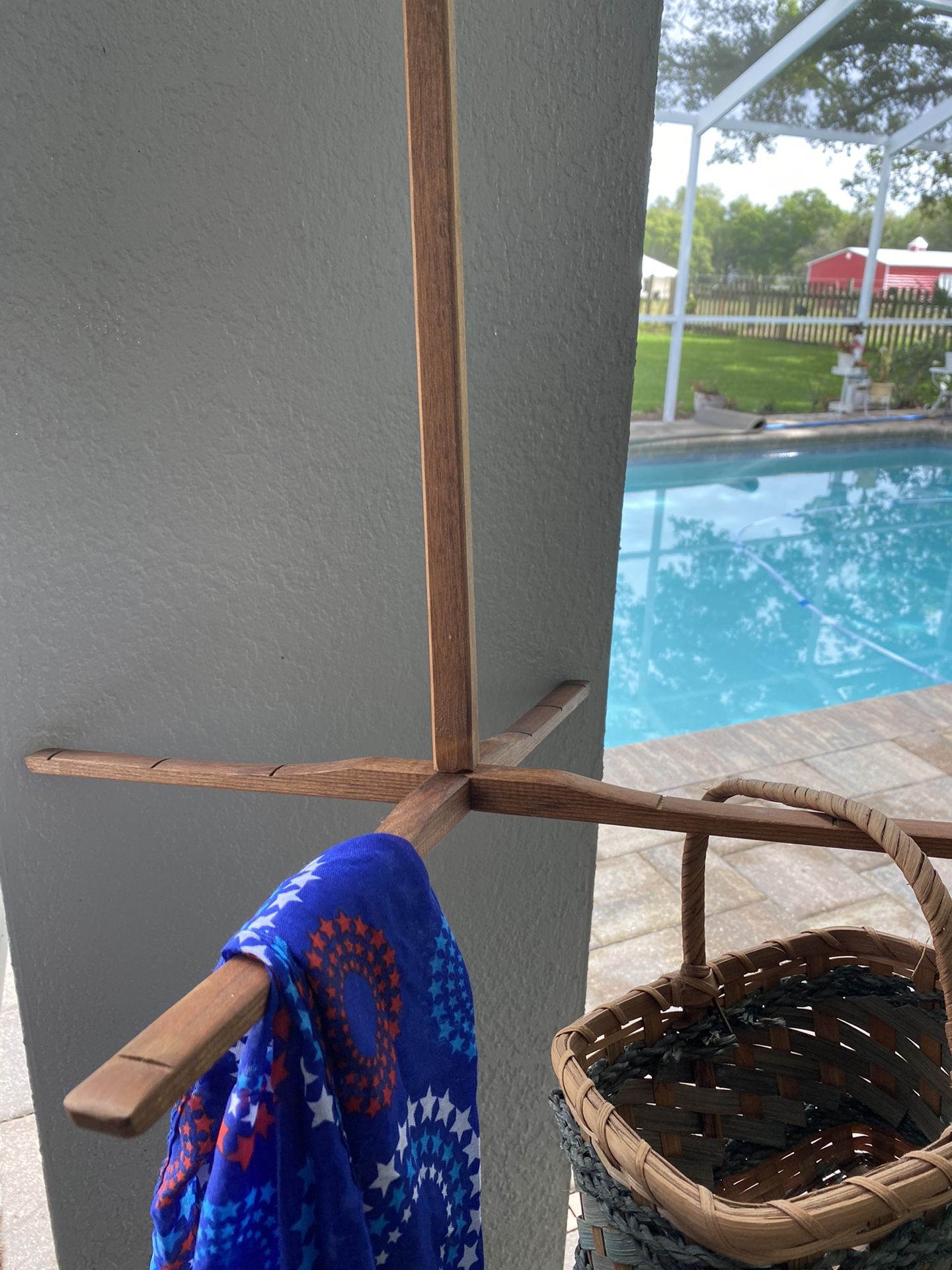 Handcrafted wooden herb drying rack