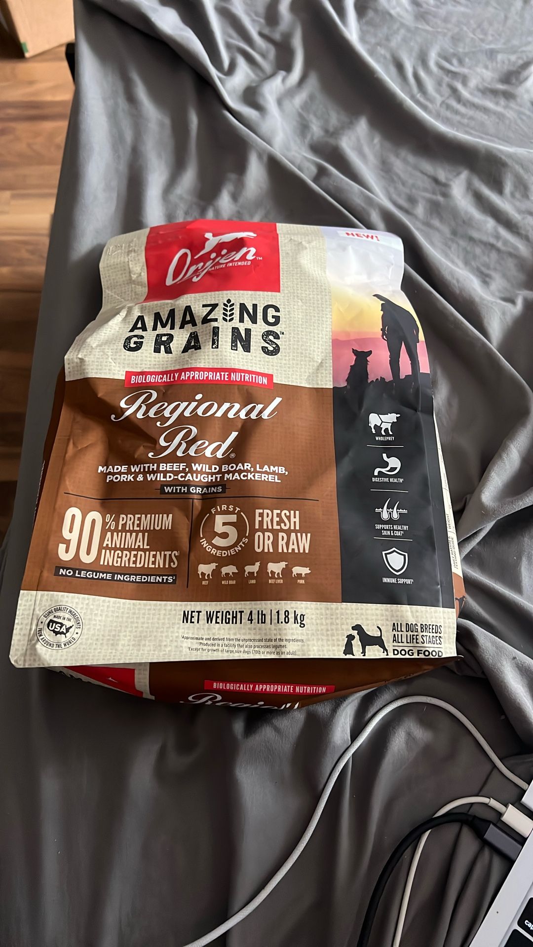 ORIJEN Amazing Grains High Protein Dry Dog Food Regional Red Recipe 4lb Bag