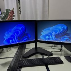 Dual Monitor Complete Desktop Computer Setup Windows 11 Pro