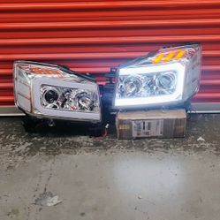 FOR 04-15 NISSAN TITAN  U-LED DRL SIGNAL PROJECTOR HEADLIGHTS CHROME/CLEAR
