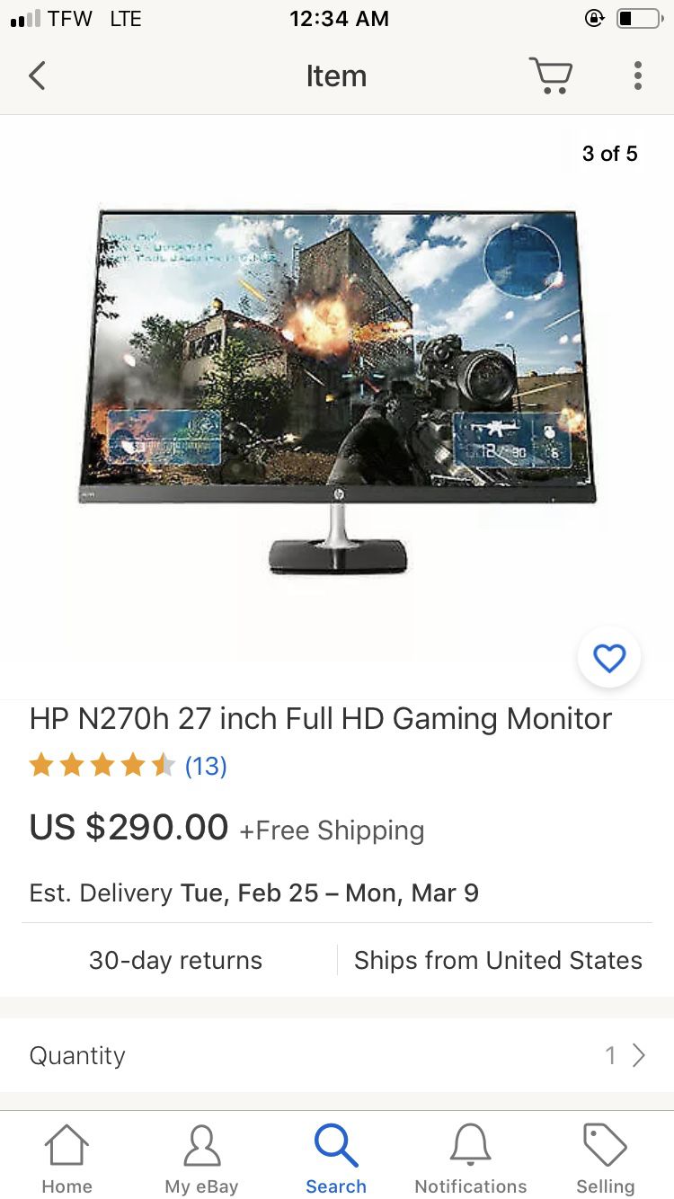 HP N270h 27 inch Full HD Gaming Monitor
