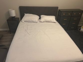 Dark Grey Bedroom Set - Bed, Nightstand, Dresser , ottoman (queen size)
