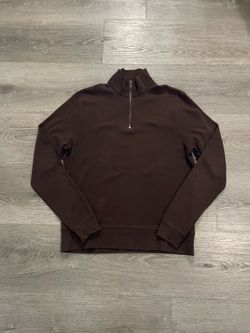Vintage Burberry Brit Dark Brown Mens Quarter Zip Up Pullover Sweatshirt