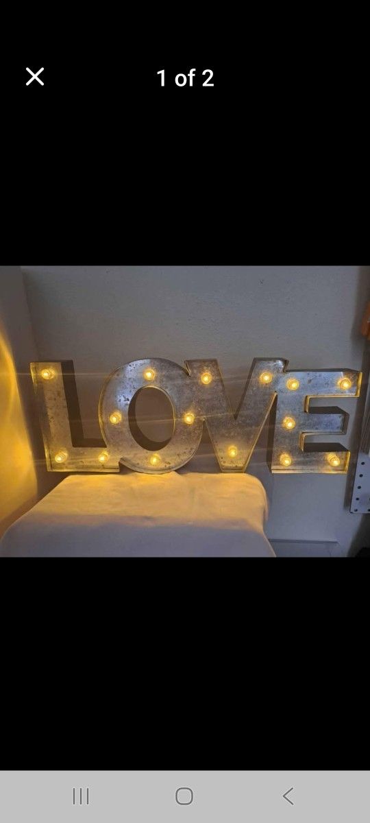 Metal Light Up LOVE Sign 19" W X 7" High-2 AA Batteries