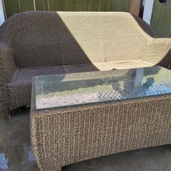 Real Wicker Couch And Table
