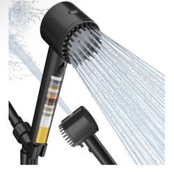 Filtered Shower Head with Handheld, High Pressure 5 Spray Mode Showerhead with Filters, Built-in Power Wash for Hard Water - Remove Chlorine - Reduces