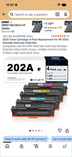 HP Compatible 202A Toner Cartridges 4-Pack