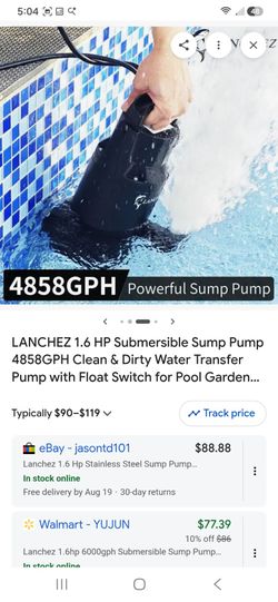 LANCHEZ 1.6 HP Submersible Sump Pump 4858GPH
