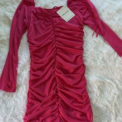 Cute Ruched Bodycon Mini Dress Size: M