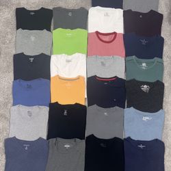 Lot of 26 Men’s Size Large Crew and V-Neck T-Shirts Various Colors & Brands