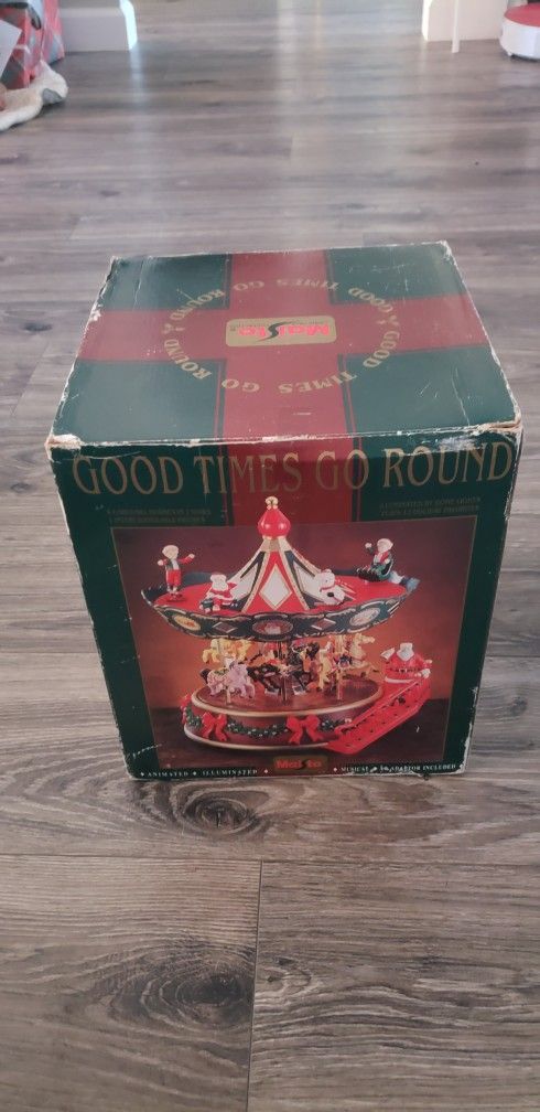 Vintage 90s Maisto Santa's Park Carousel Merry Go Round Musical Animated Lighted