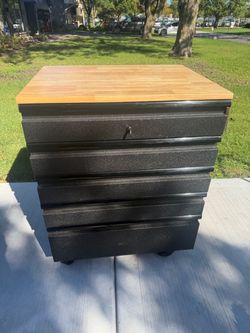 Rolling Tool Cabinet with Wood Top