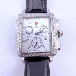 Michele Stainless Steel Deco Diamond Watch with a Mother Of Pearl Face (71-6000)