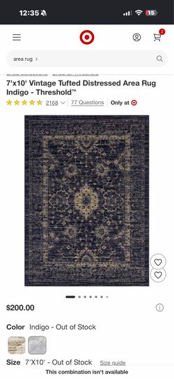 Brand new-7'x10' Vintage Tufted Distressed Area Rug Indigo -